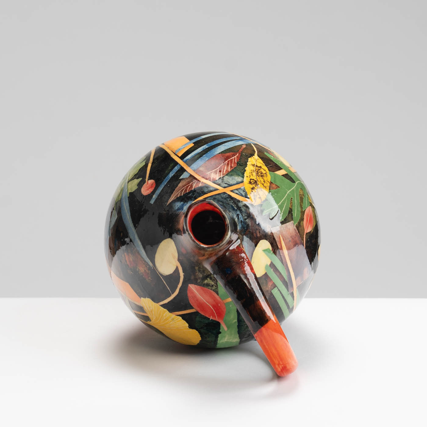 SM242Y1055 Oil Jug - Multi-coloured leaves and stalks
