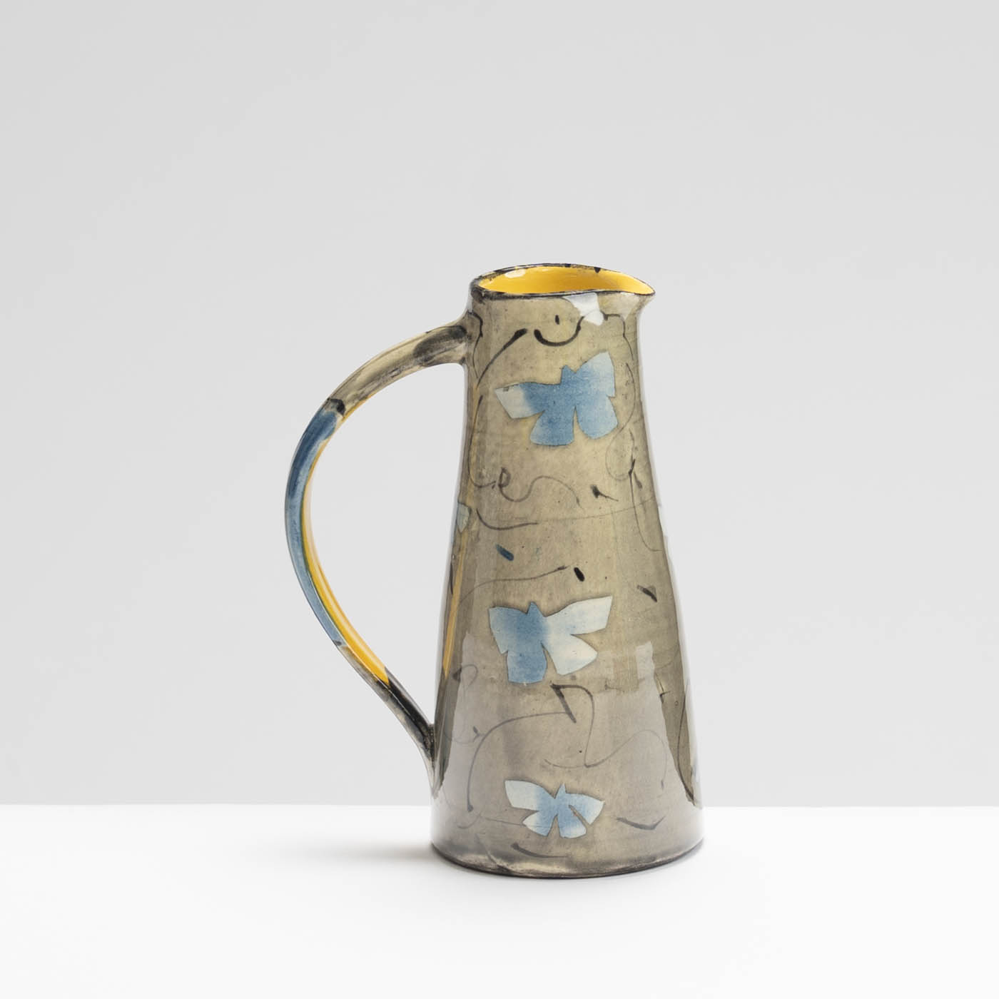 SM242Y1033 Small Straight Jug - Blue butterflies on grey