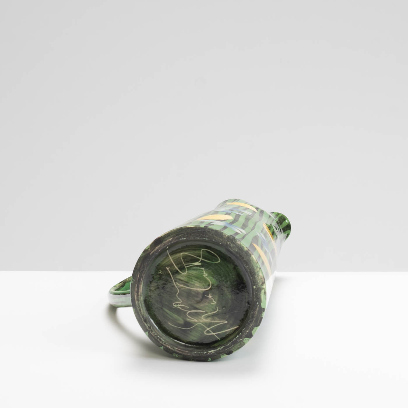SM242Y1053 Jug - Green stripes, yellow leaves, blue butterflies