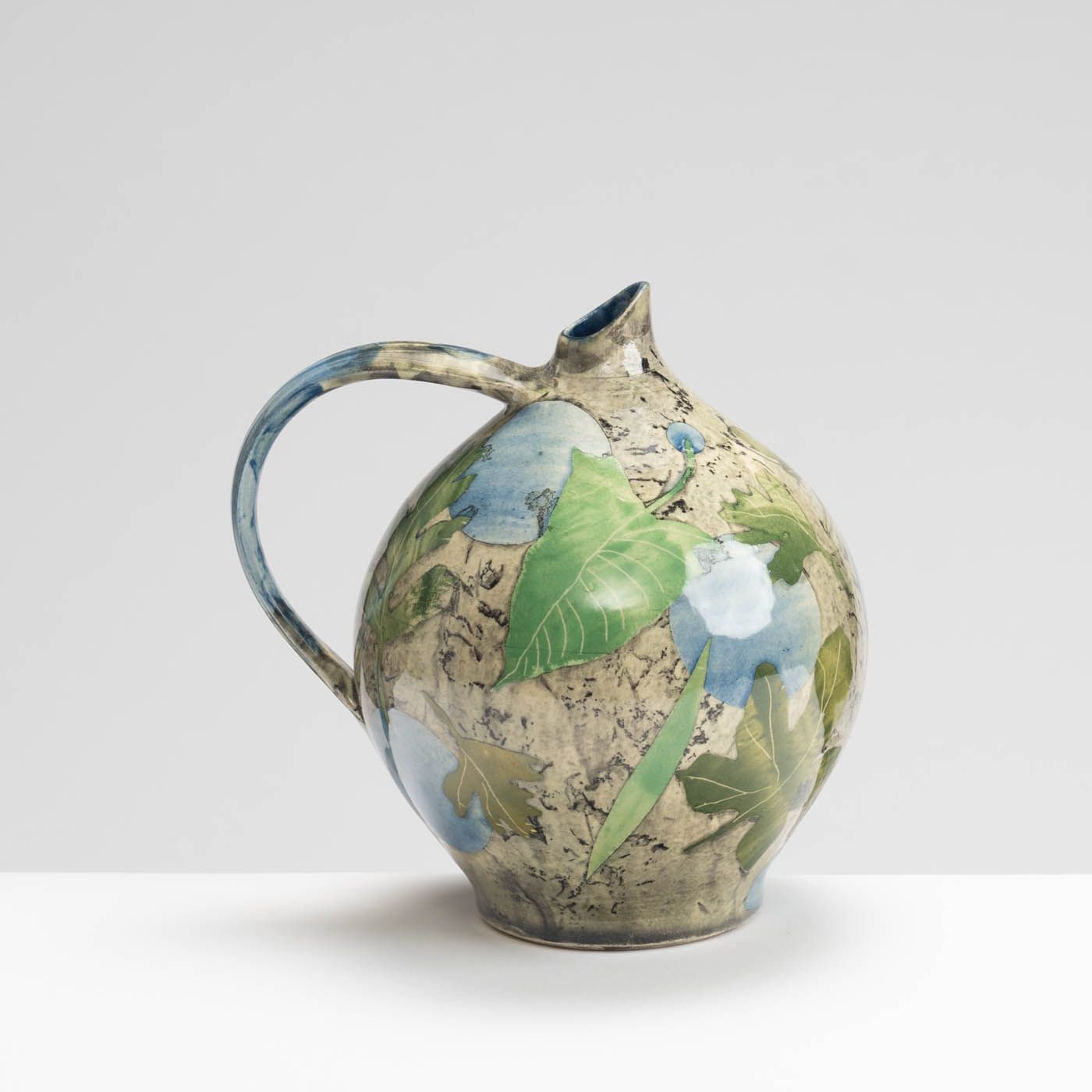 SM242Y1025 Oil Jug - Green leaves, blue circles
