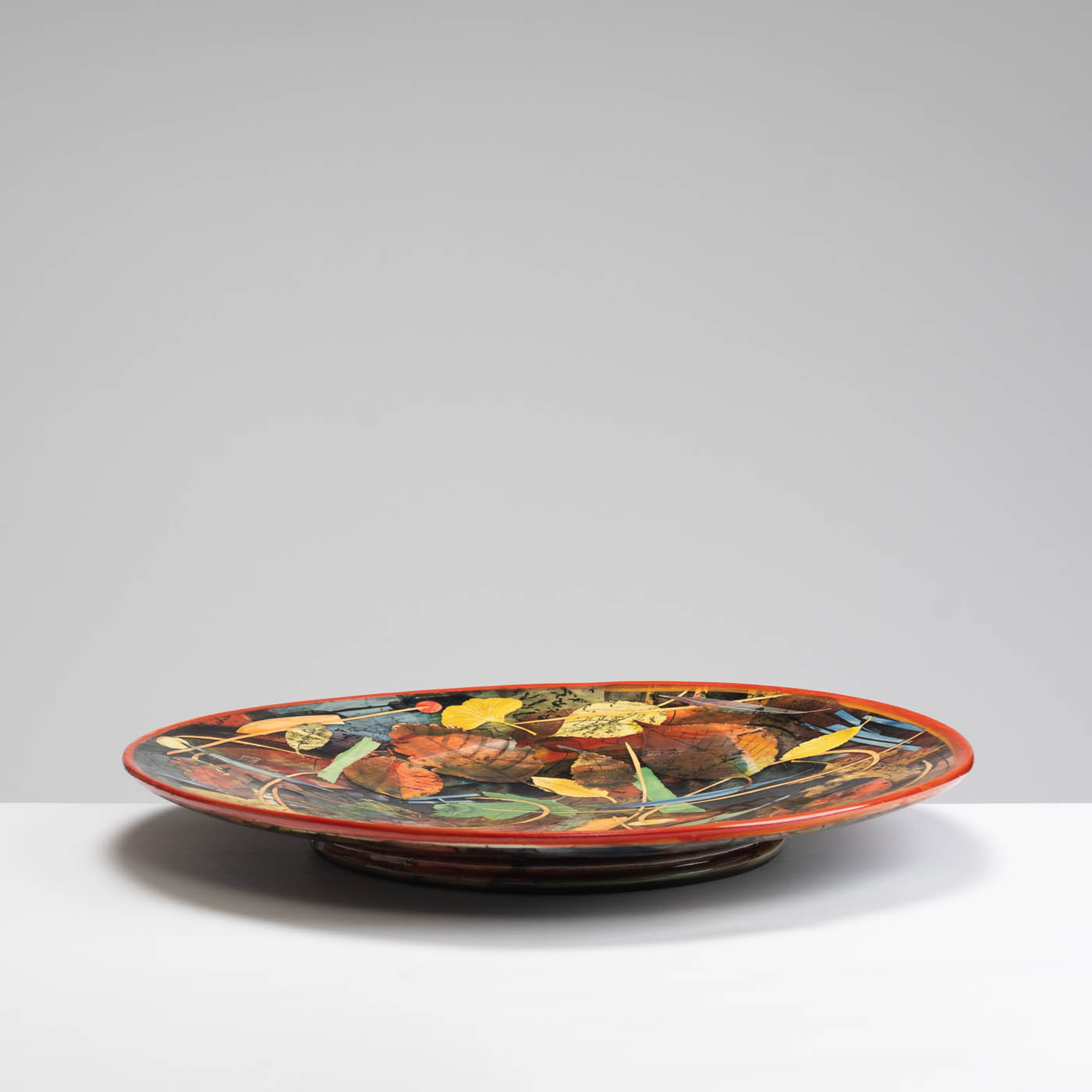 SM242Y1060 Large Dish - Multi-coloured leaves and stalks