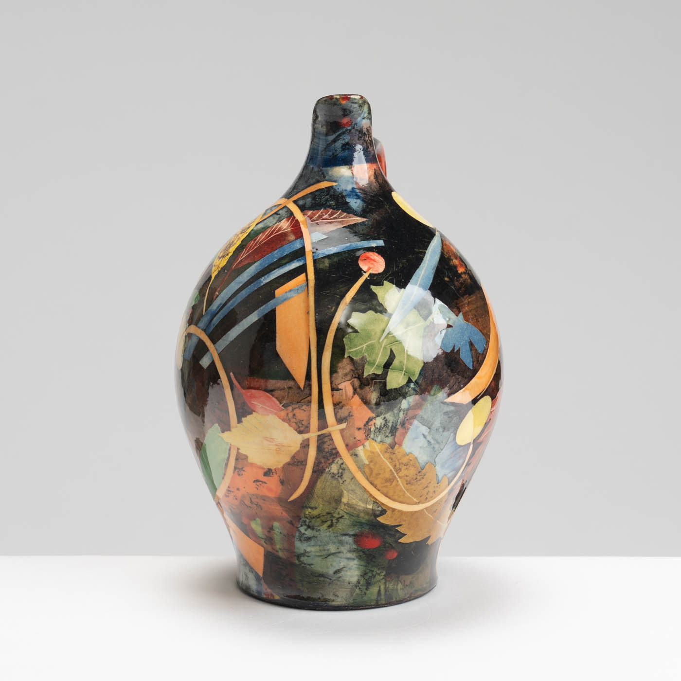 SM242Y1055 Oil Jug - Multi-coloured leaves and stalks