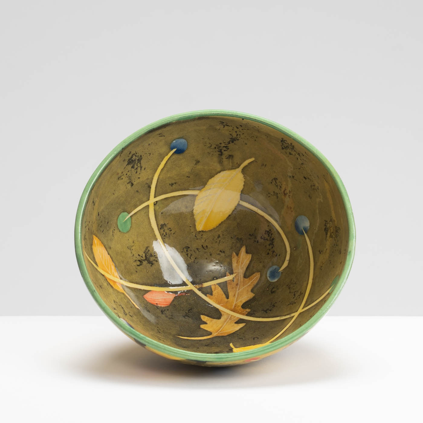 SM242Y1039 Medium Bowl - Leaves interior, yellow and black