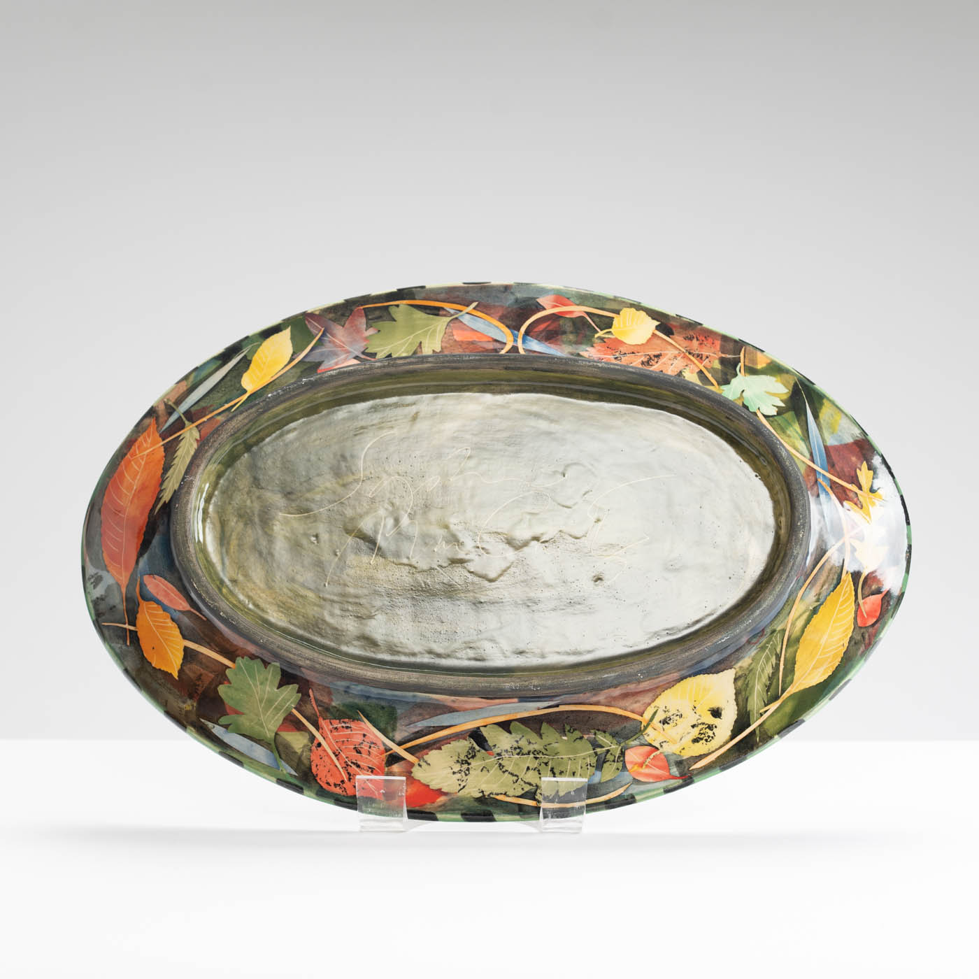 SM242Y989 Oval Dish - Leaves and stalks