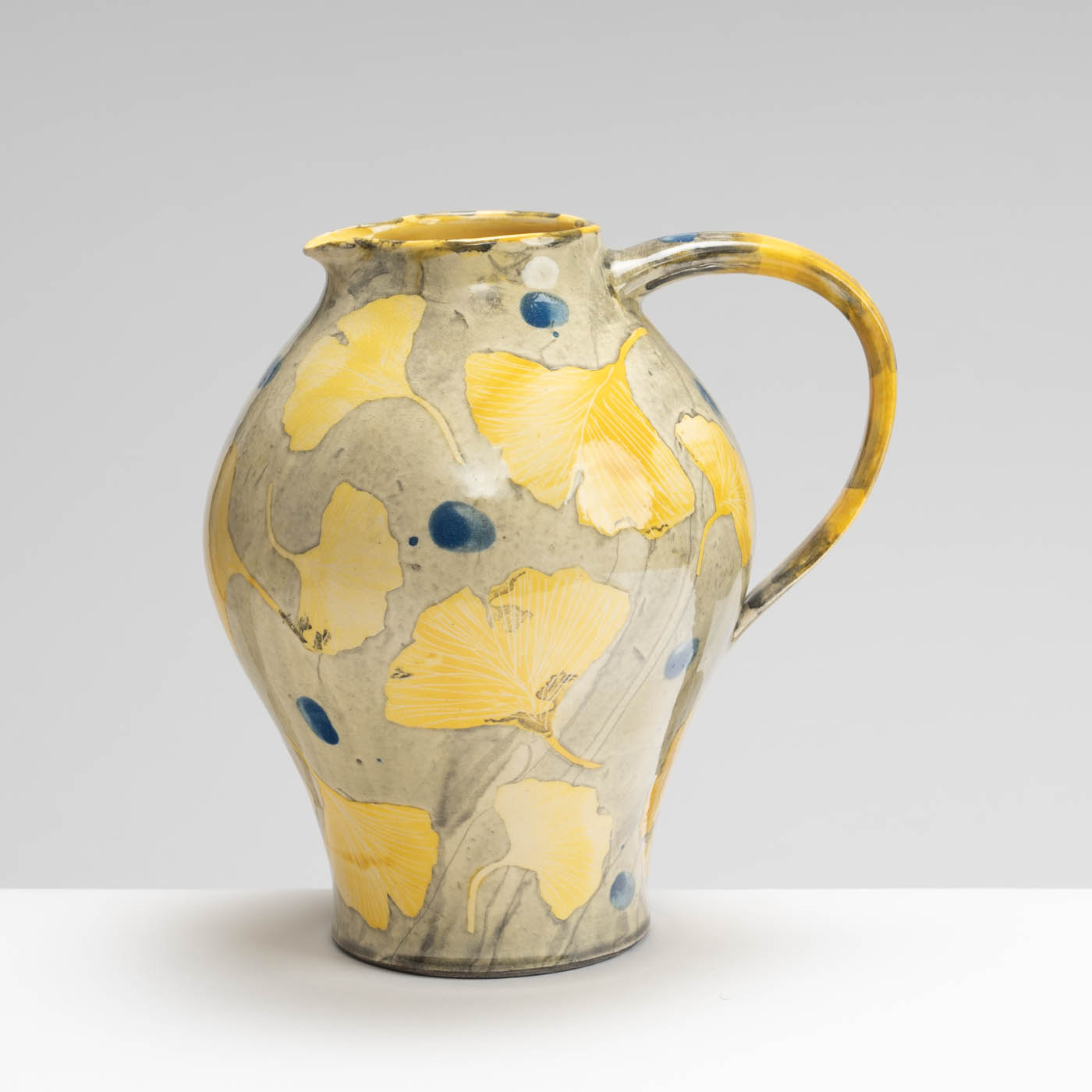 SM242Y1016 Large Curved Jug - Yellow gingko leaf