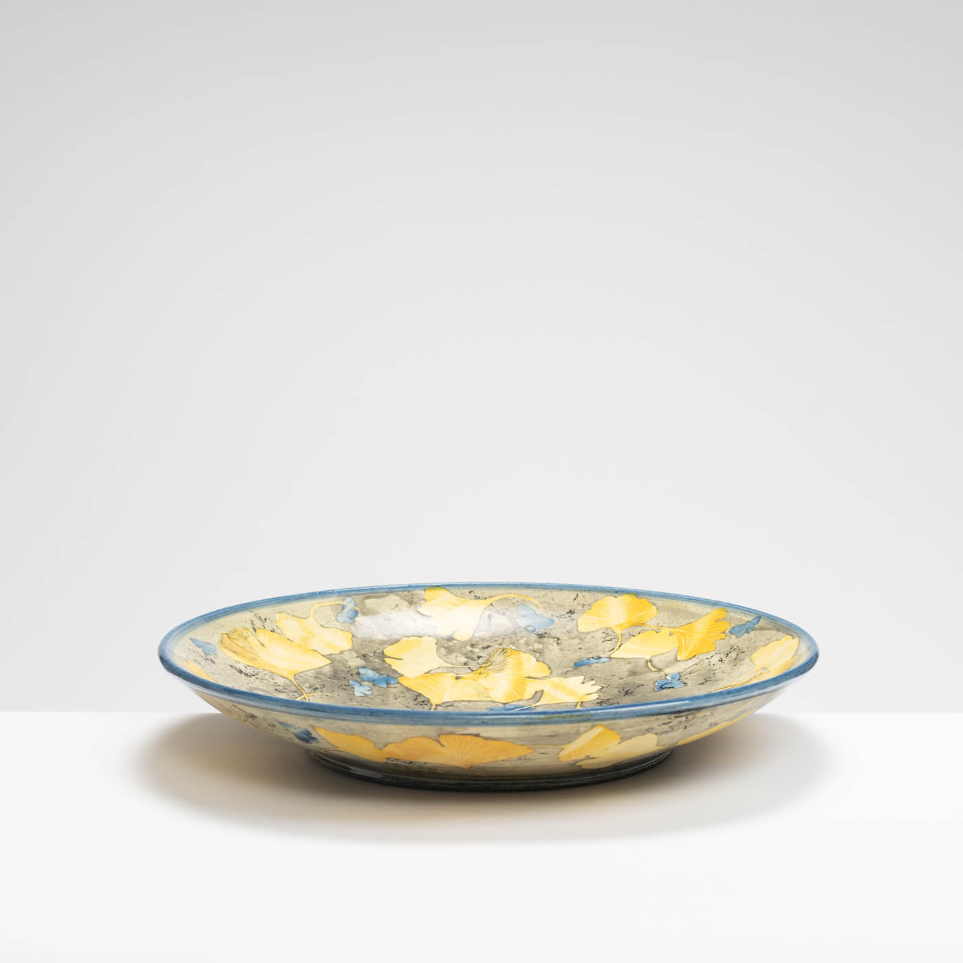SM242Y994 Shallow Dish - Yellow gingko leaves and blue butterflies