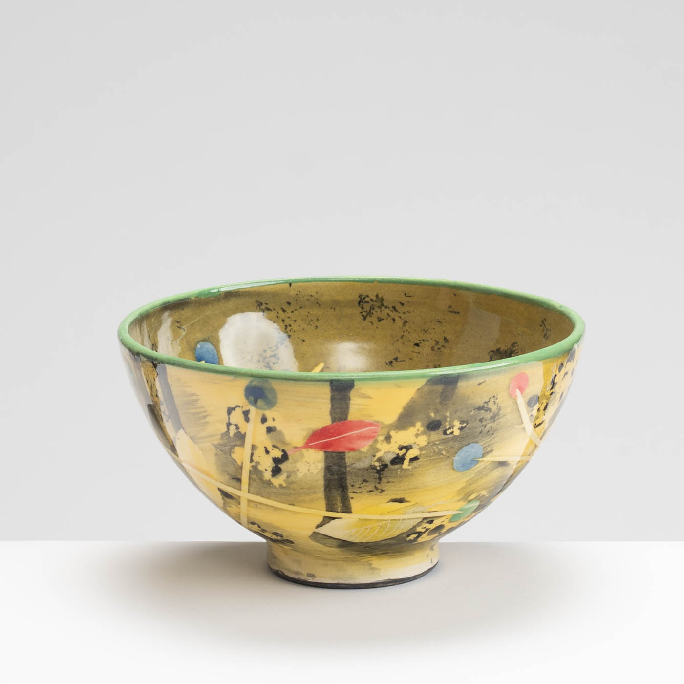 SM242Y1039 Medium Bowl - Leaves interior, yellow and black