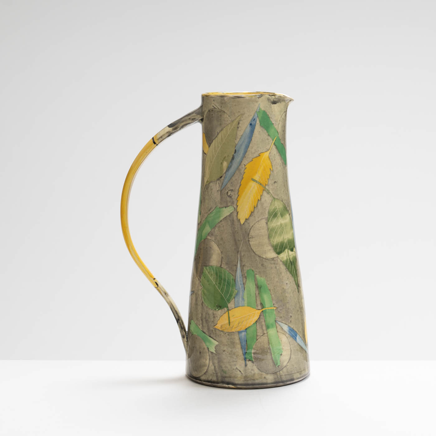SM242Y1011 Tall Jug - Green and yellow leaves, grey circles