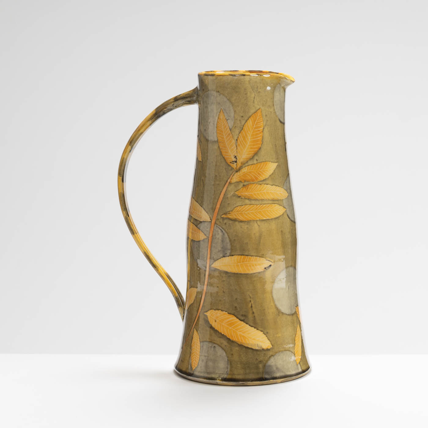 SM242Y1010 Tall Jug - Golden leaves, grey circles