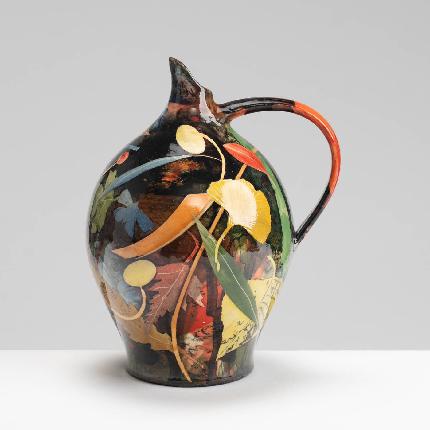 SM242Y1055 Oil Jug - Multi-coloured leaves and stalks
