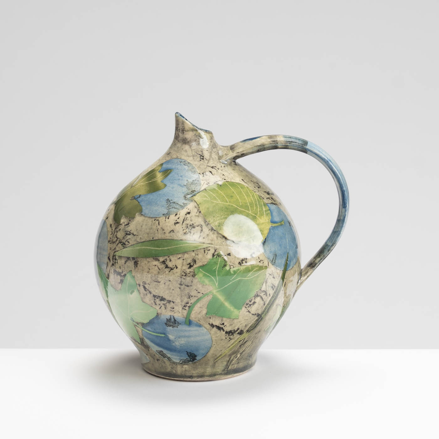 SM242Y1025 Oil Jug - Green leaves, blue circles