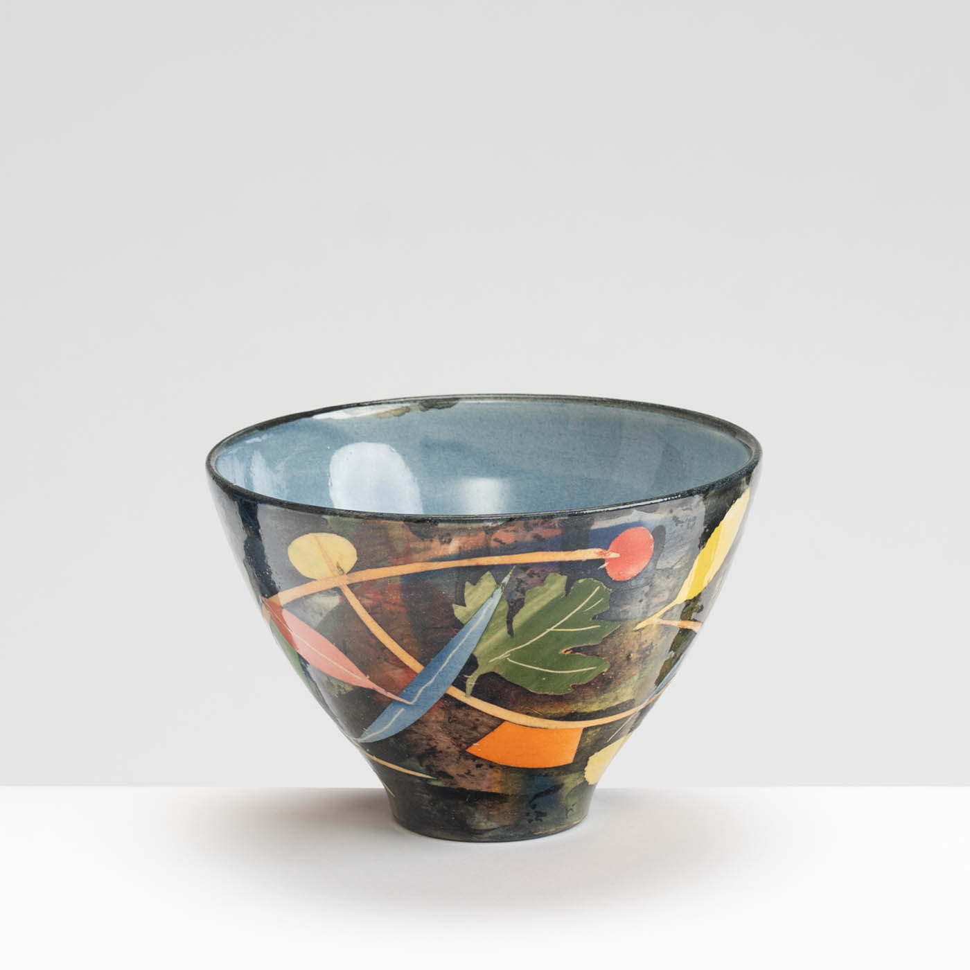 SM242Y1045 Small Deep Bowl - Blue interior, leaves and stalks