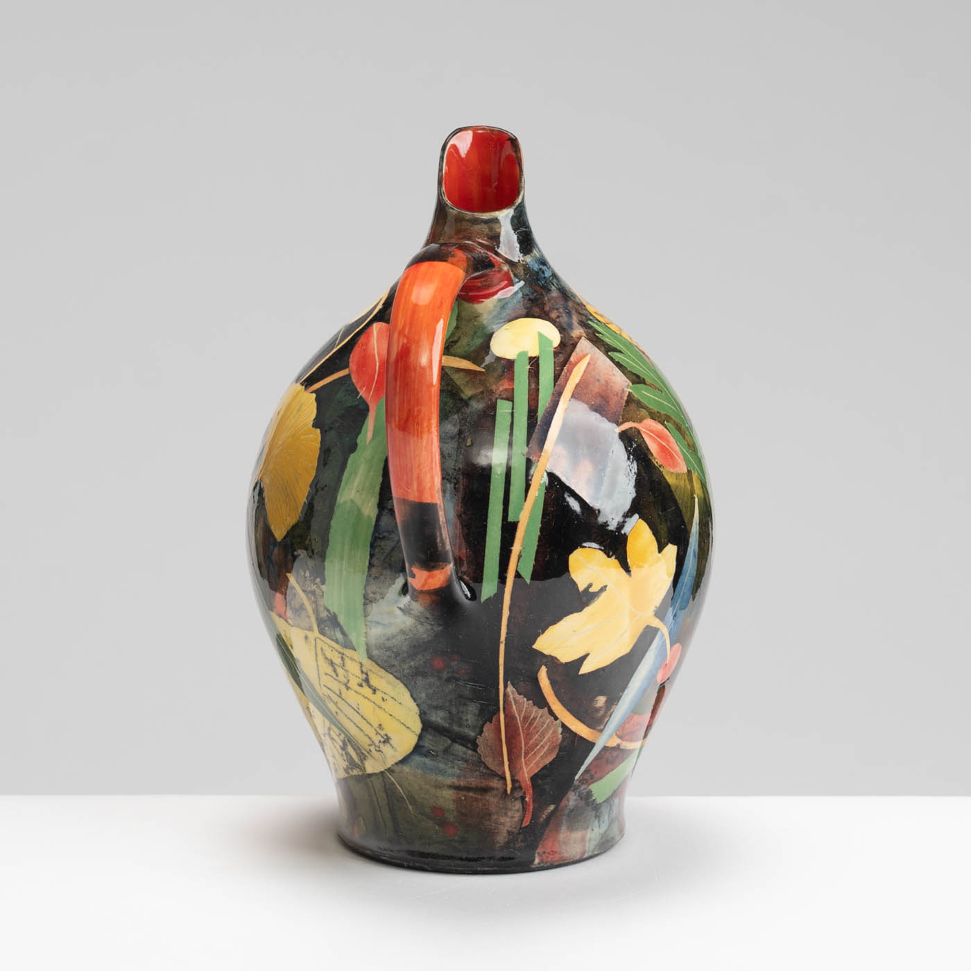 SM242Y1055 Oil Jug - Multi-coloured leaves and stalks