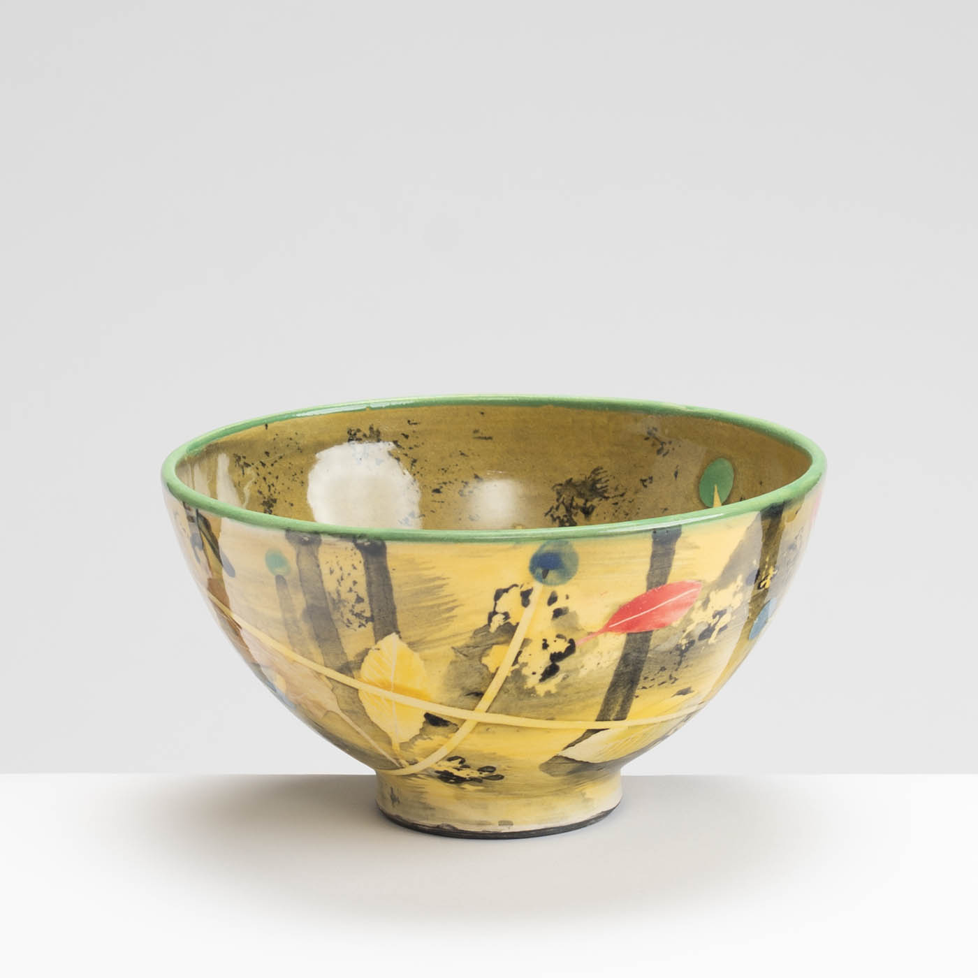 SM242Y1039 Medium Bowl - Leaves interior, yellow and black