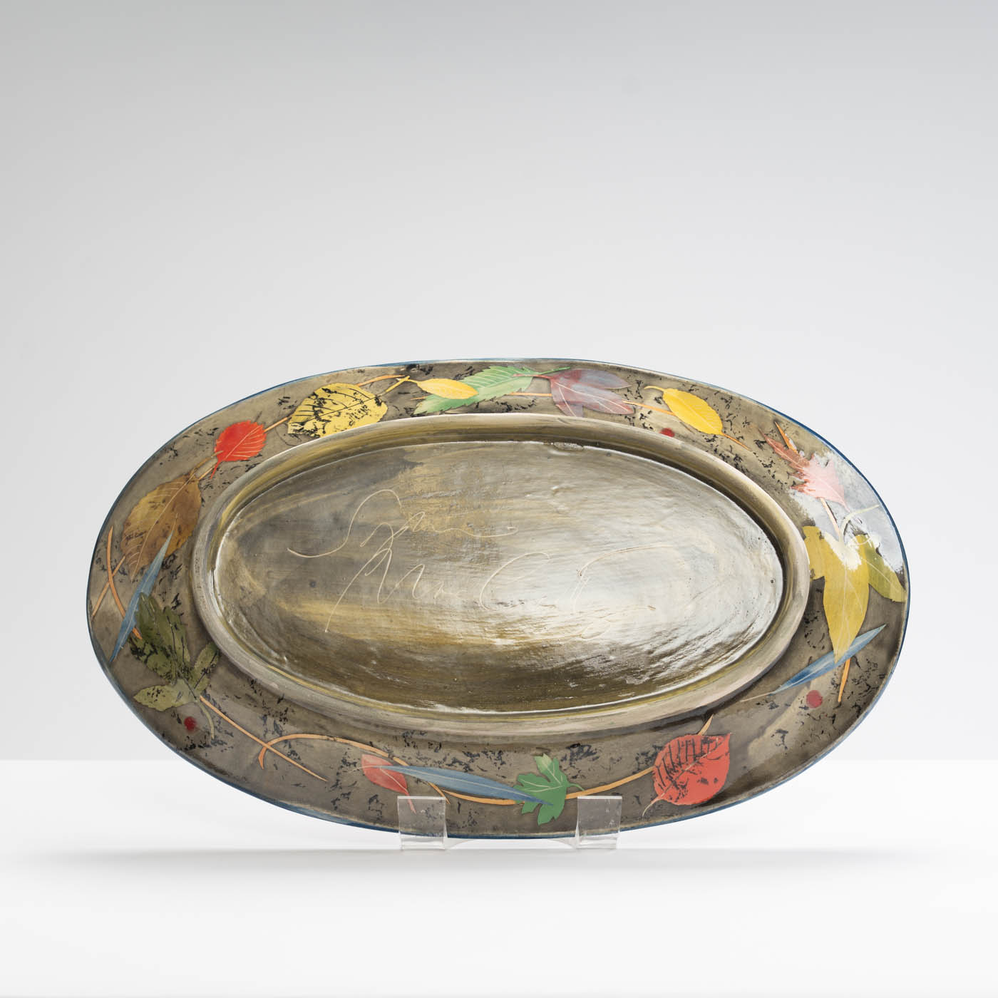 SM242Y990 Oval Dish - Leaves and stalks