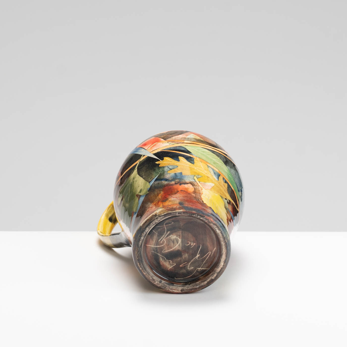 SM242Y1019 Oil Jug - Multi-coloured leaves and stalks
