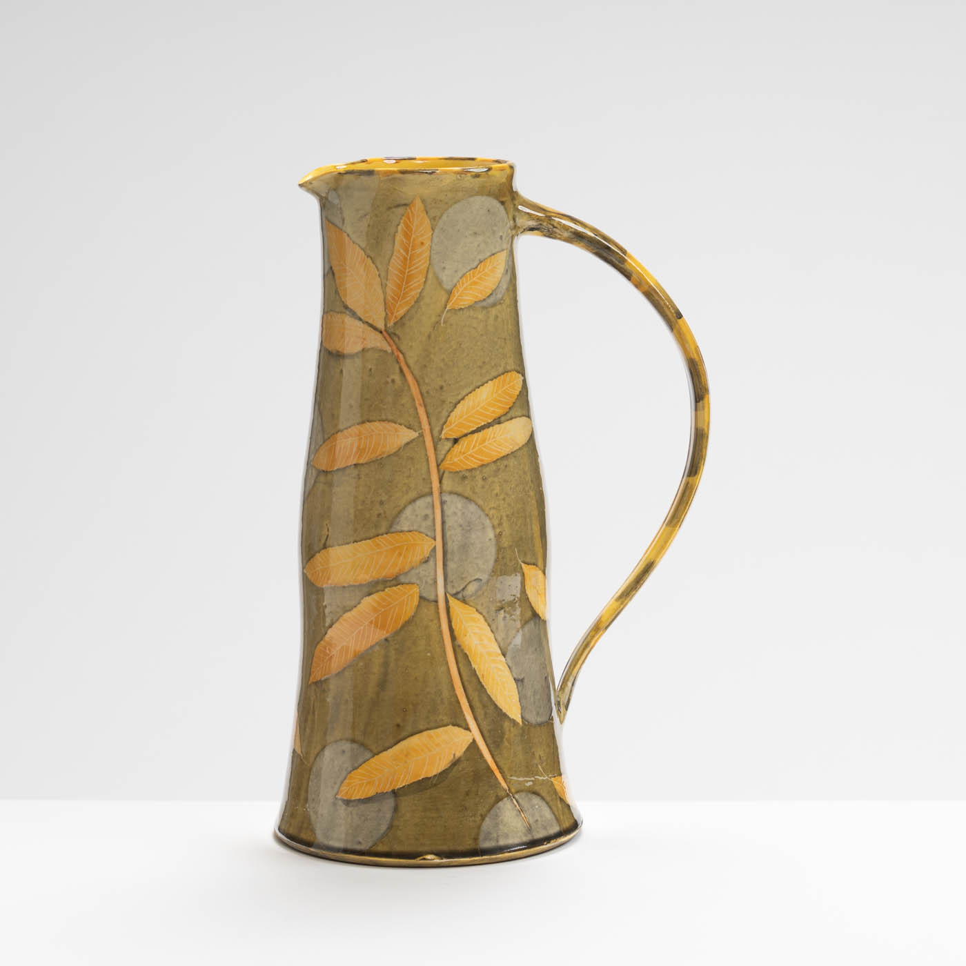 SM242Y1010 Tall Jug - Golden leaves, grey circles