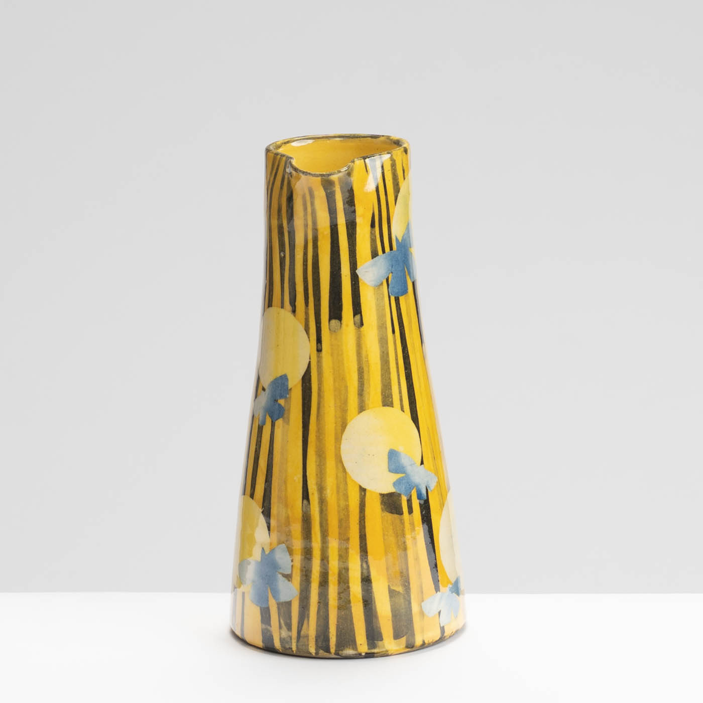 SM242Y1027 Small Straight Jug - Yellow stripes, blue butterflies