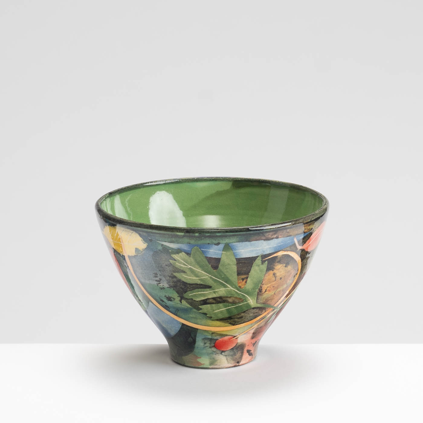 SM242Y1046 Small Deep Bowl - Green interior, leaves and stalks