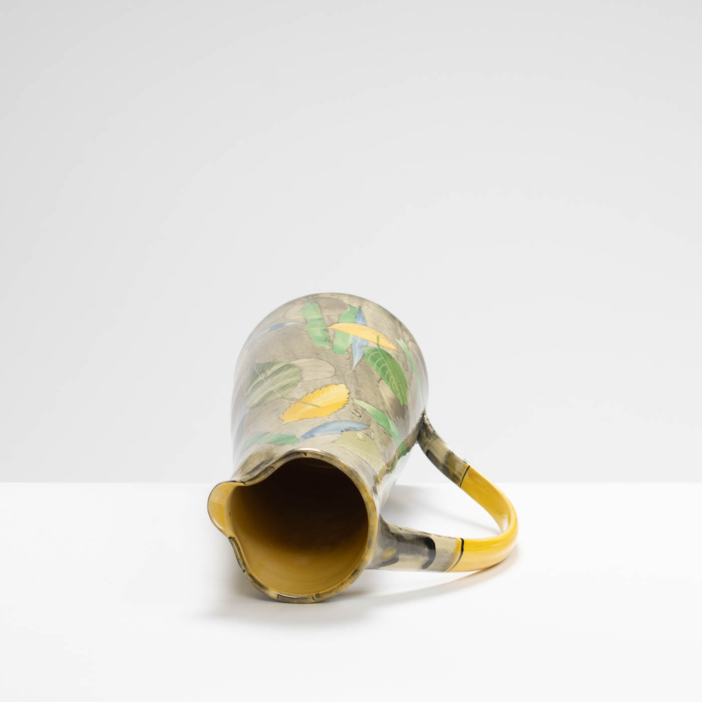 SM242Y1011 Tall Jug - Green and yellow leaves, grey circles