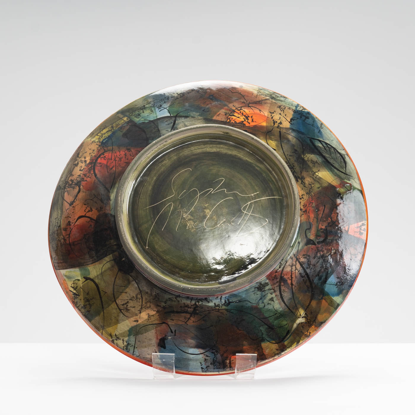 SM242Y1060 Large Dish - Multi-coloured leaves and stalks