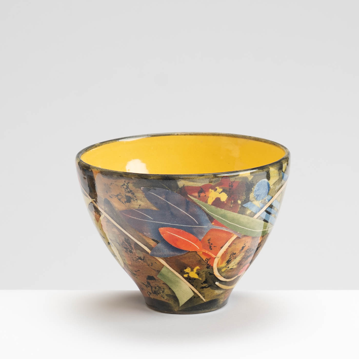 SM242Y1036 Small Deep Bowl - Yellow interior, leaves