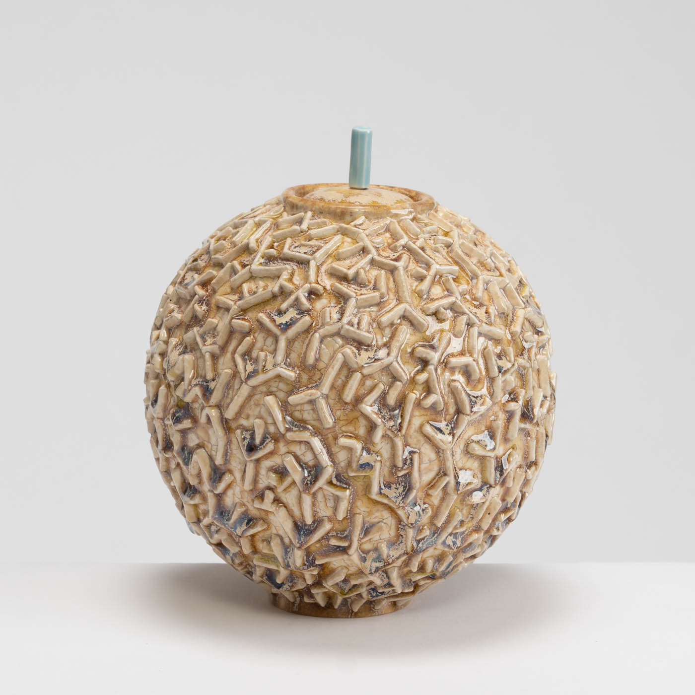 PB161X687 Lidded Jar with Applied Texture