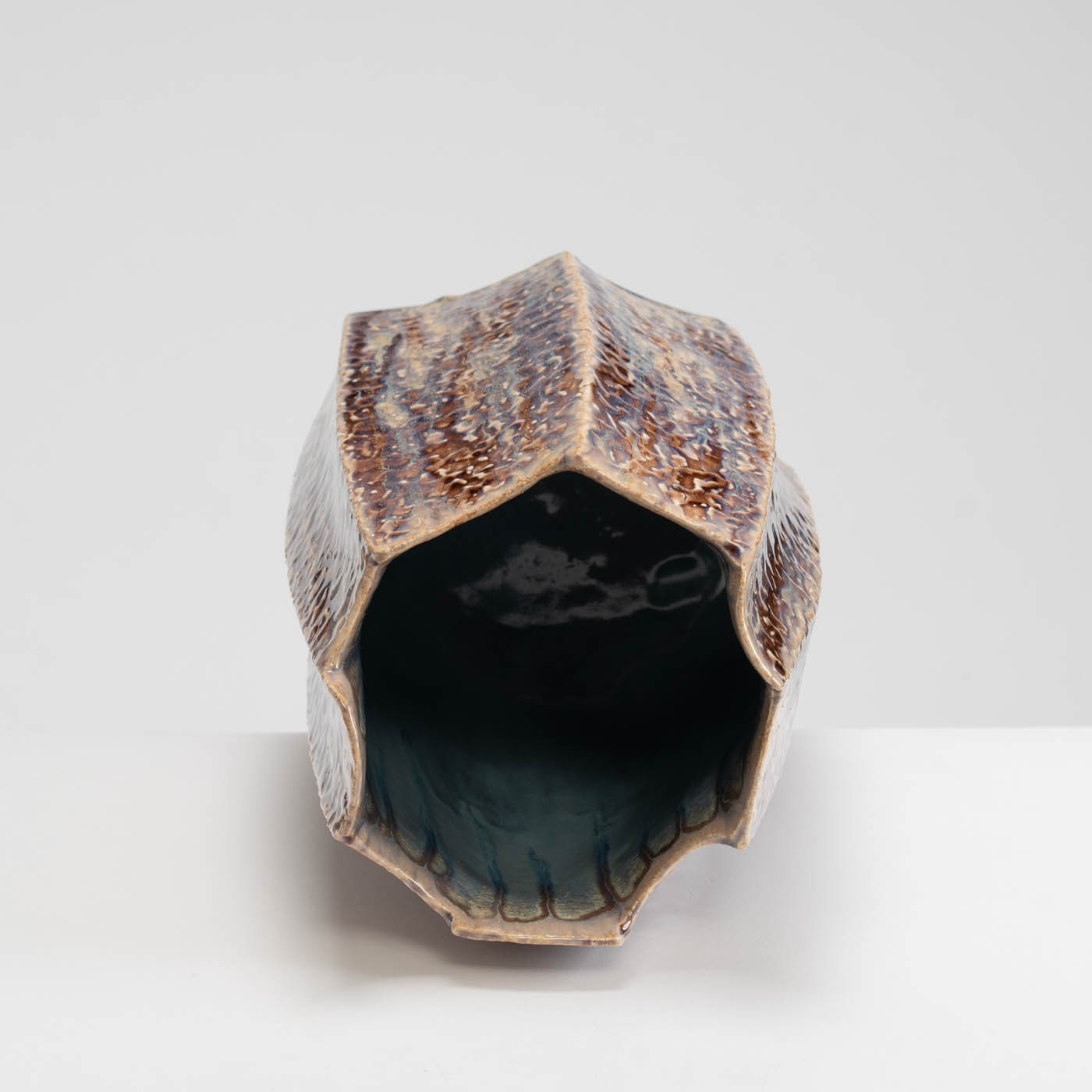 PB161X723 Purple Textured Faceted Vessel