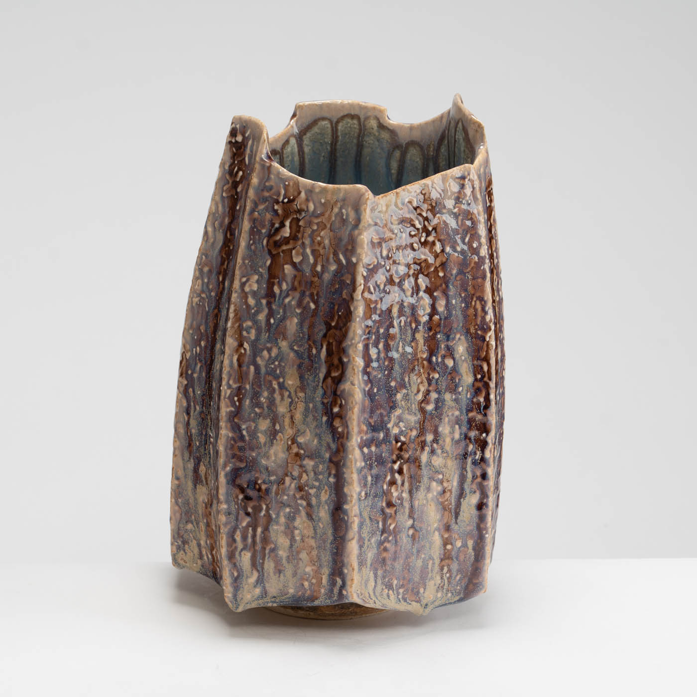 PB161X723 Purple Textured Faceted Vessel