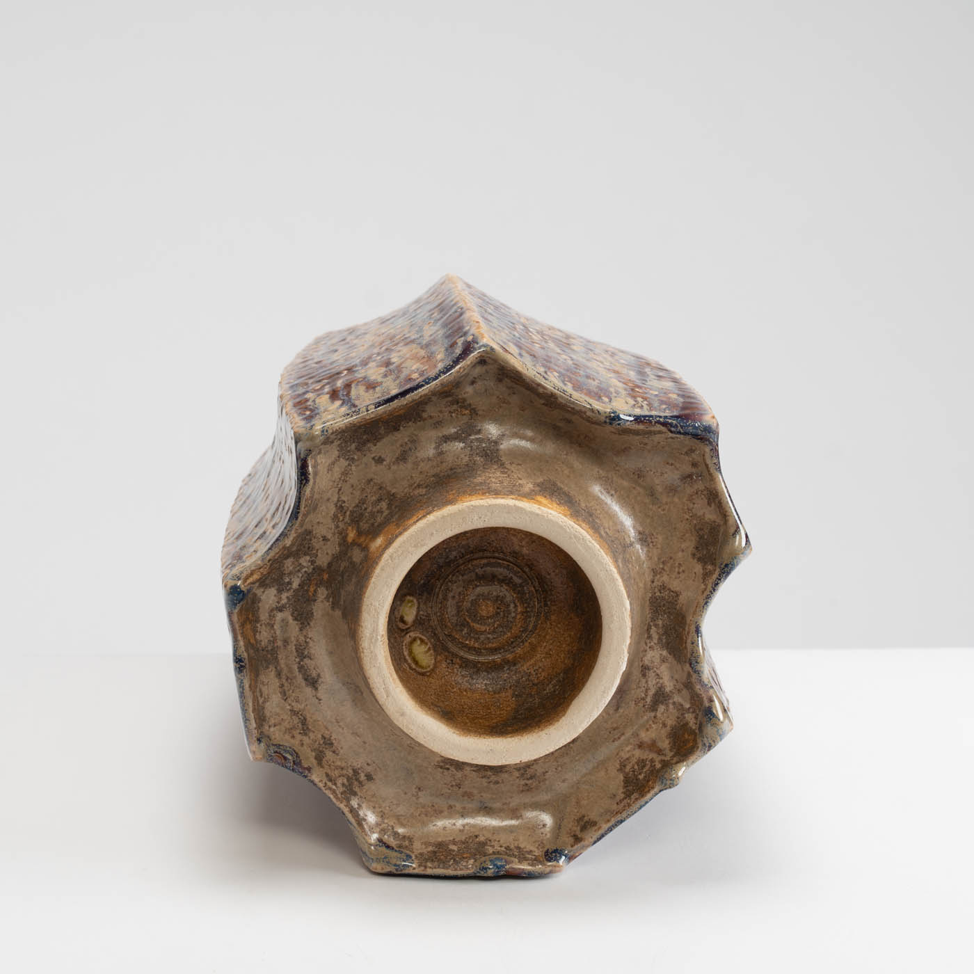 PB161X723 Purple Textured Faceted Vessel