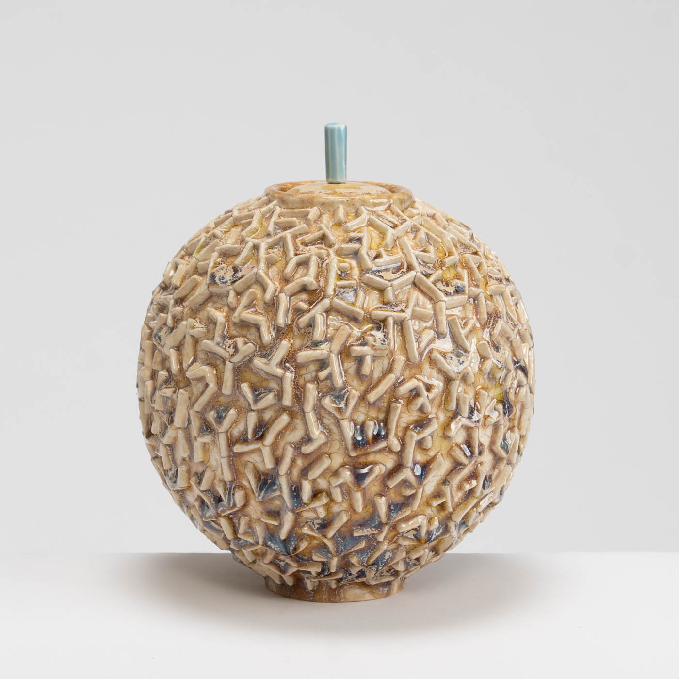 PB161X687 Lidded Jar with Applied Texture
