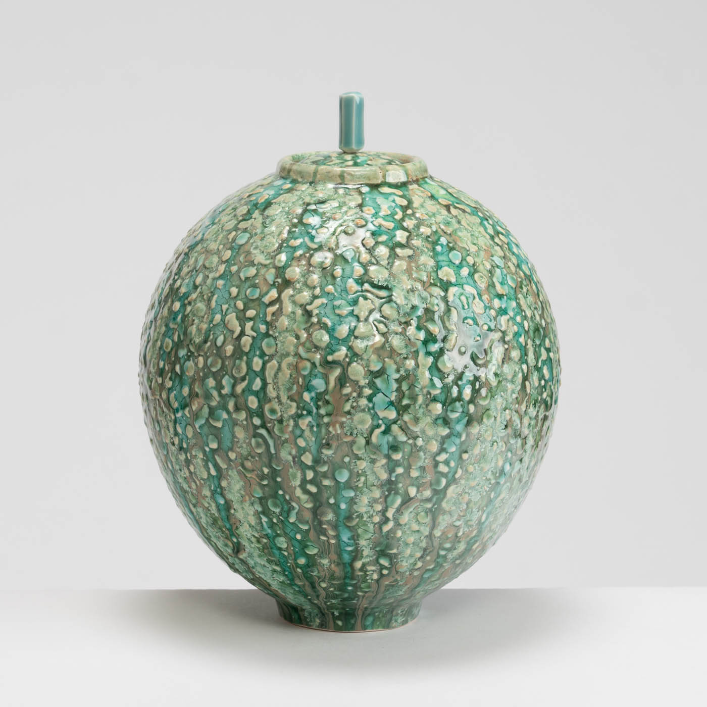 PB161X727 Green Textured Lidded Vessel