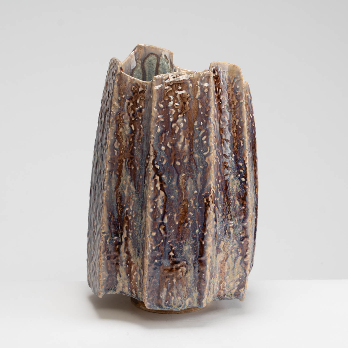 PB161X723 Purple Textured Faceted Vessel