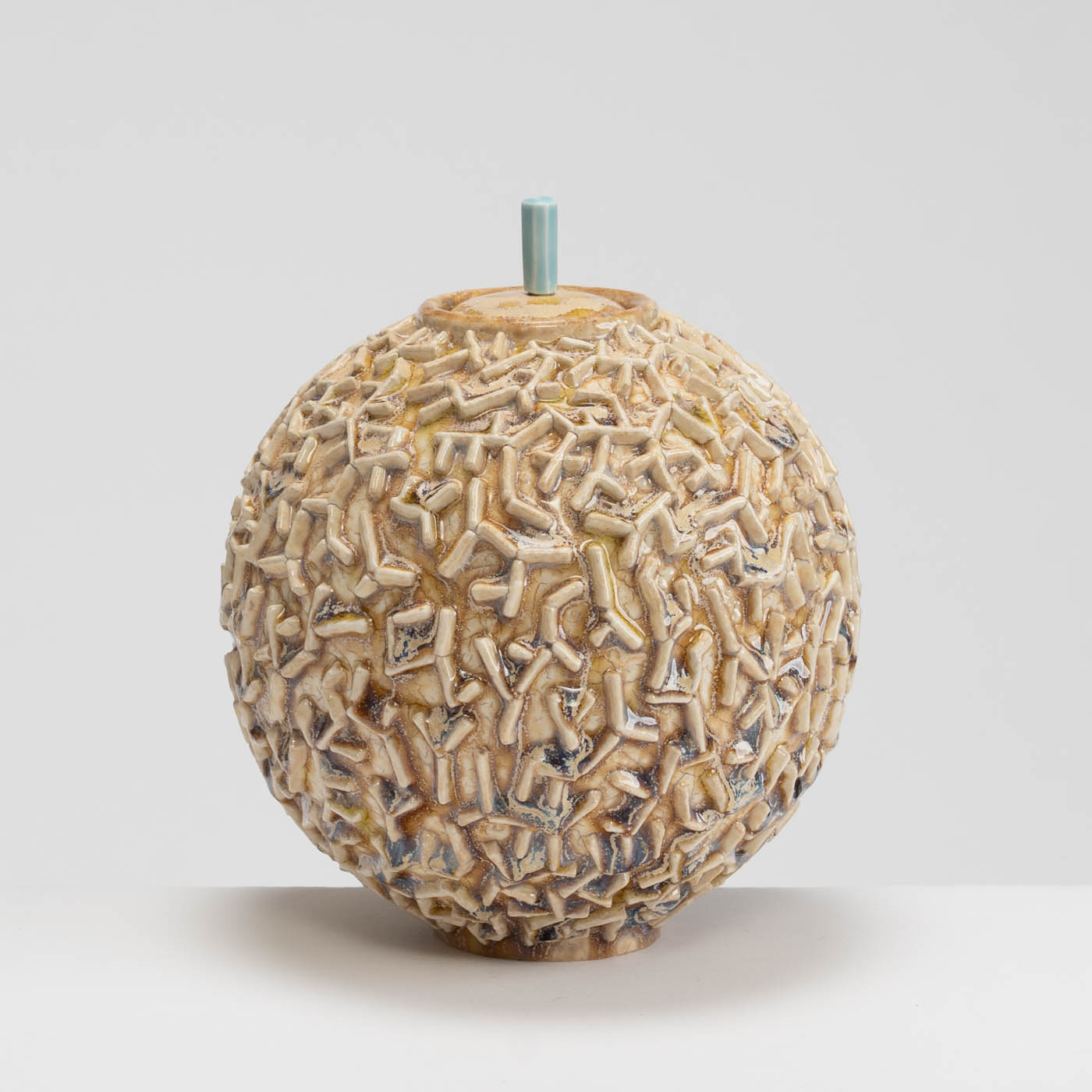PB161X687 Lidded Jar with Applied Texture