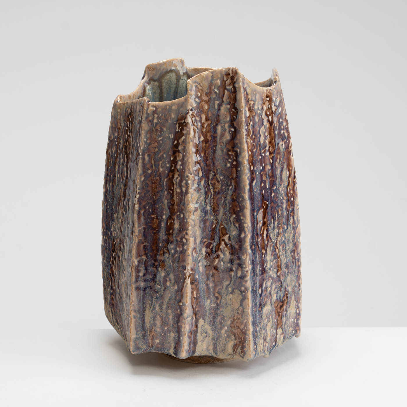 PB161X723 Purple Textured Faceted Vessel