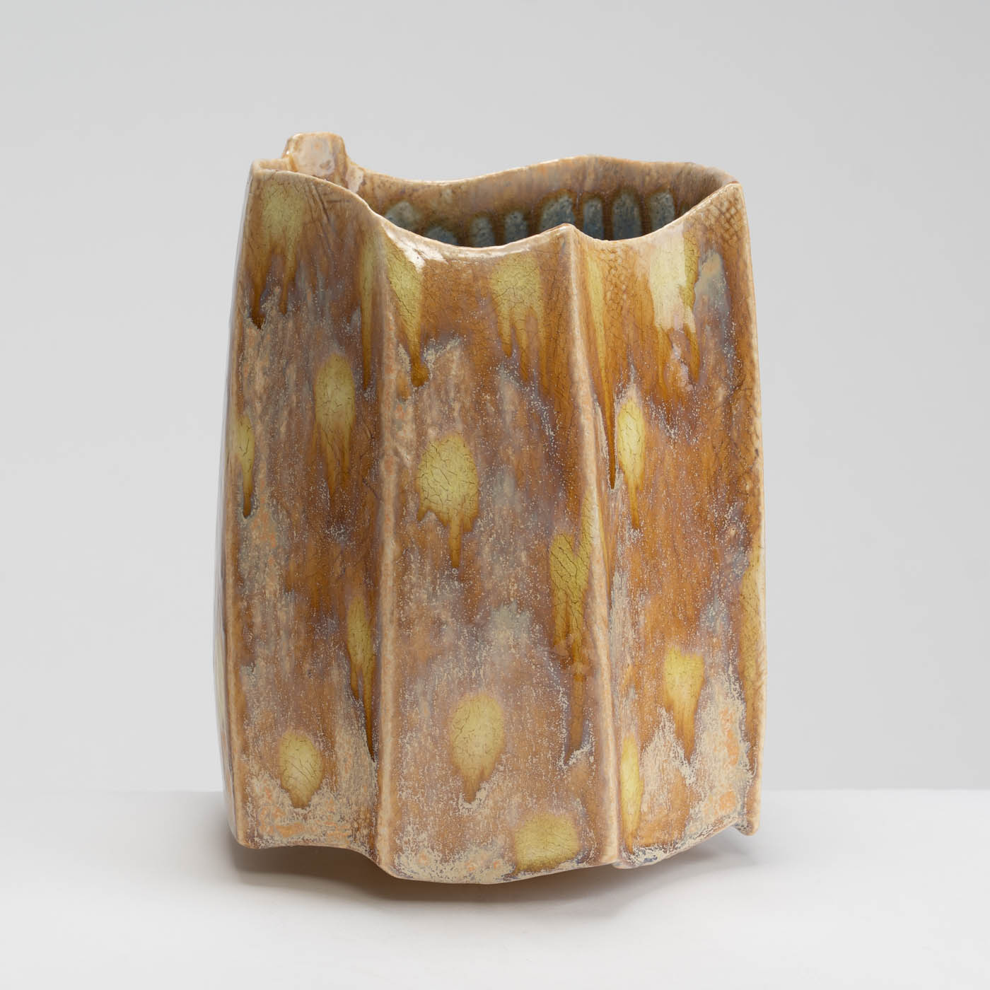 PB161X724 Yellow/Brown Faceted Vessel