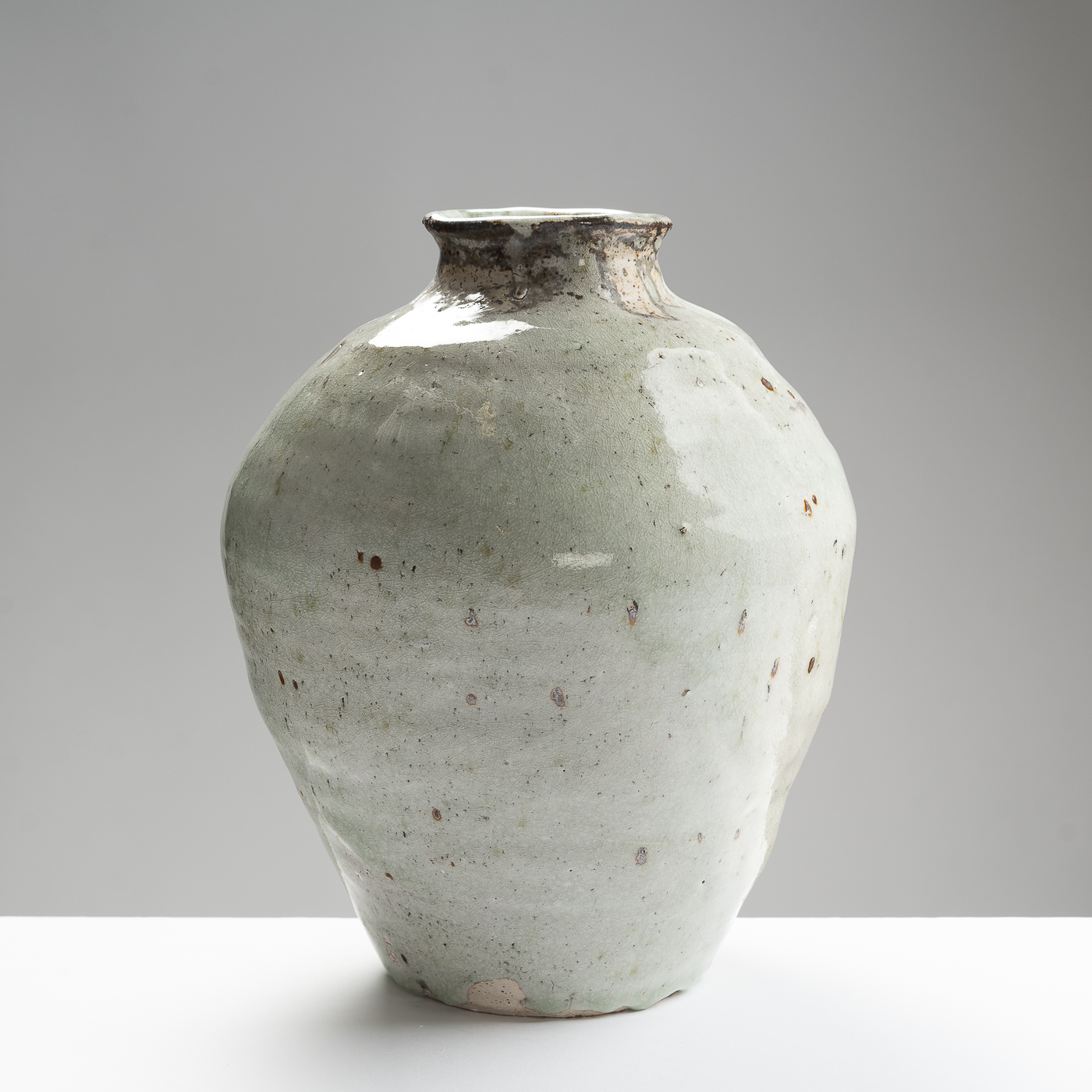 AH301X1273 Kohiki Tsubo Jar with Green Ash Glaze