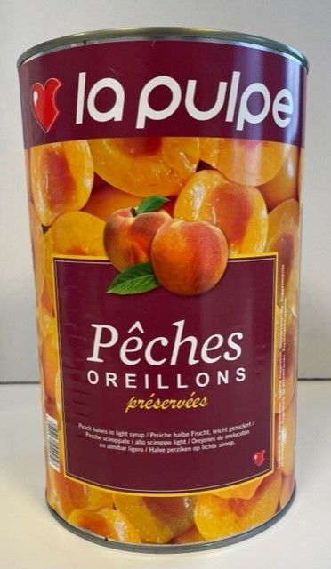 Pêches oreillons au sirop léger - JIC LA PULPE - Boite 5/1