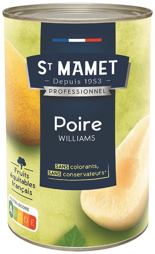 Poires Williams 1/2 au sirop léger - ST MAMET - Boite 5/1