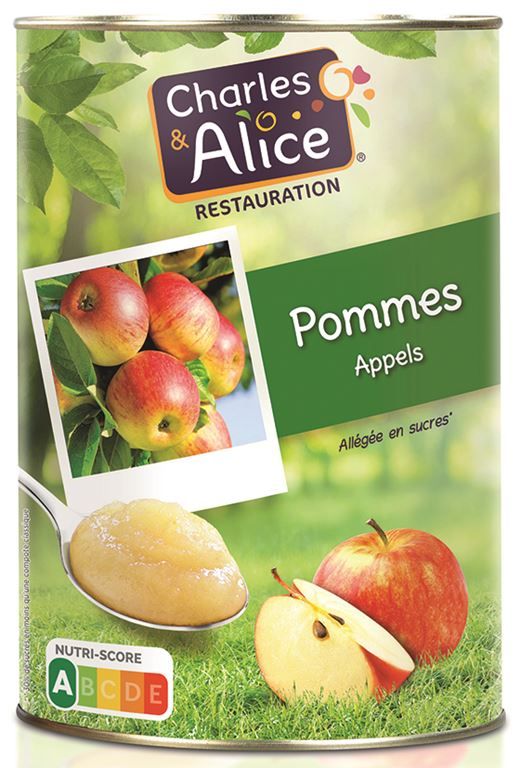Compote de pommes allégé en sucres - CHARLES ET ALICE - Boite 5/1