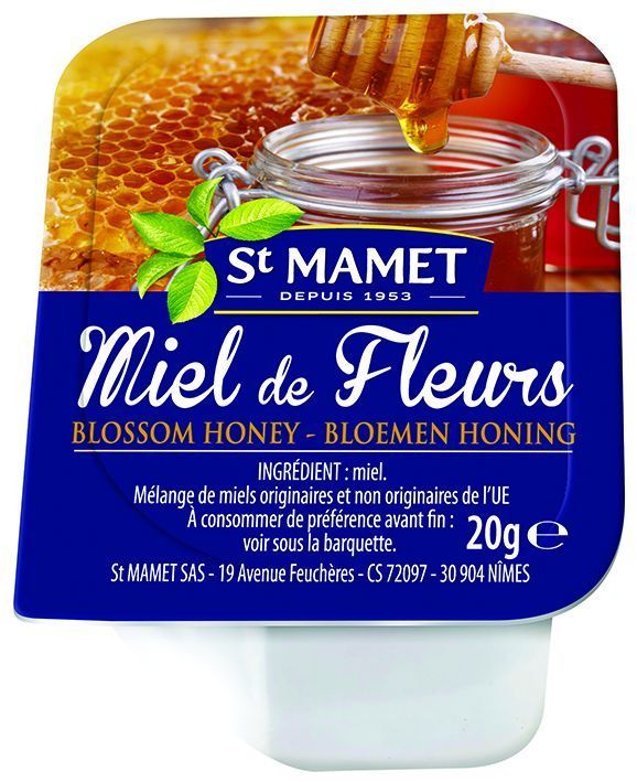 Miel de fleurs liquide - ST MAMET - Carton de 180 barquettes