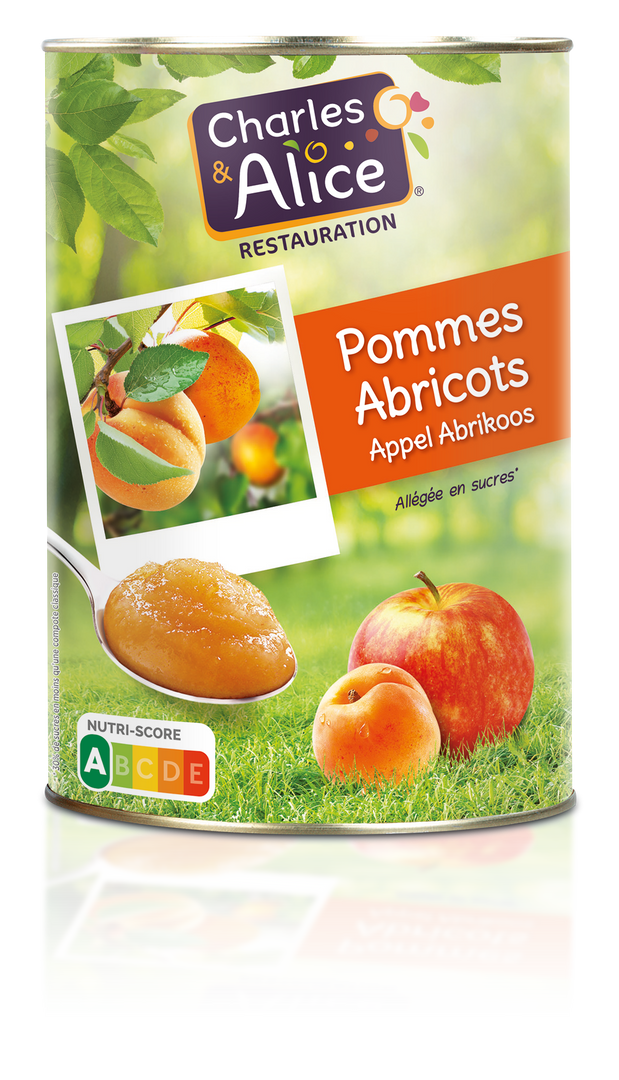 Spécialité de pommes et abricots allégé en sucres - CHARLES ET ALICE - Boite 5/1