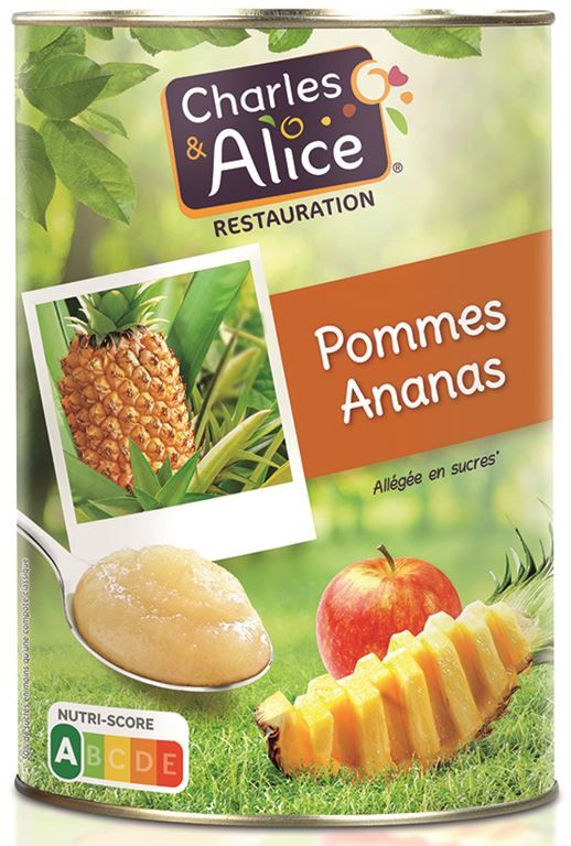 Spécialité de pommes et ananas allégé en sucres - CHARLES ET ALICE - Boite 5/1