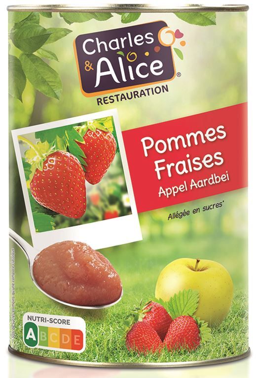 Spécialité de pommes et fraises allégé en sucres - CHARLES ET ALICE - Boite 5/1