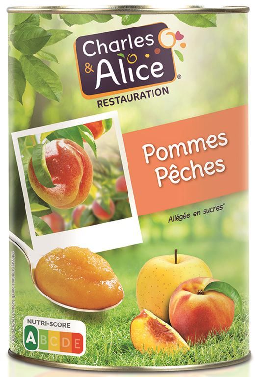 Spécialité de pommes et pêches allégé en sucres - CHARLES ET ALICE - Boite 5/1