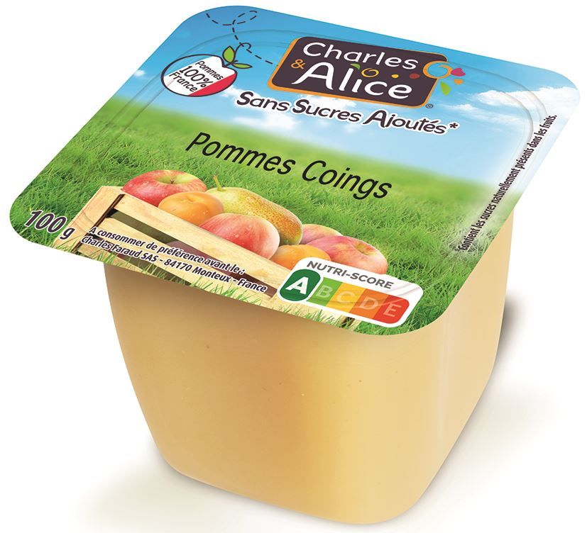 Compote de pommes sans sucre ajouté HVE - VALADE - Carton de 120 coupelles