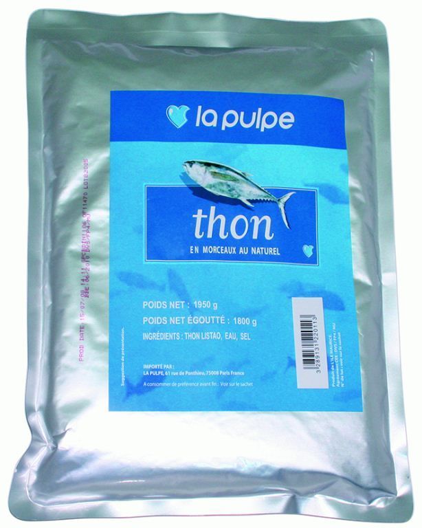 Thon en morceaux au naturel - LA PULPE - Poche de 1,8 kg