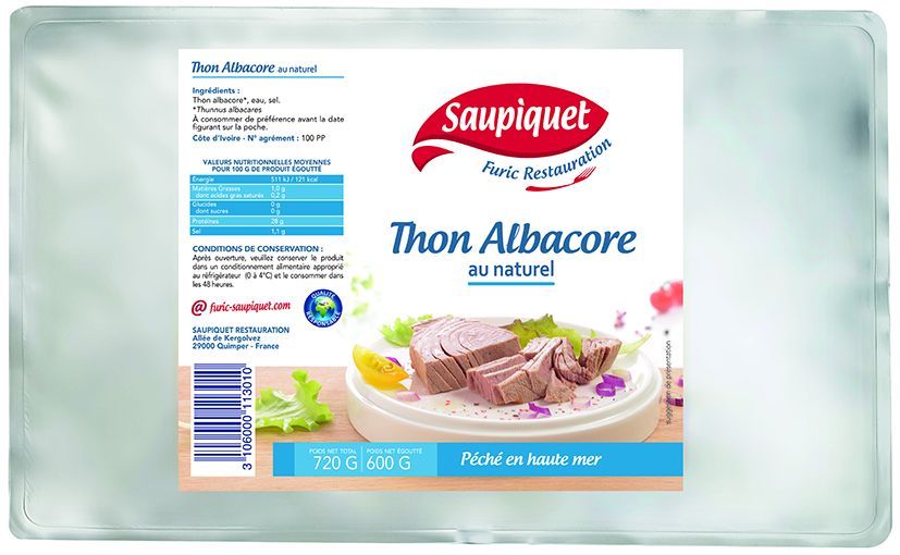 Thon Albacore au naturel - FURIC - Poche de 600 g