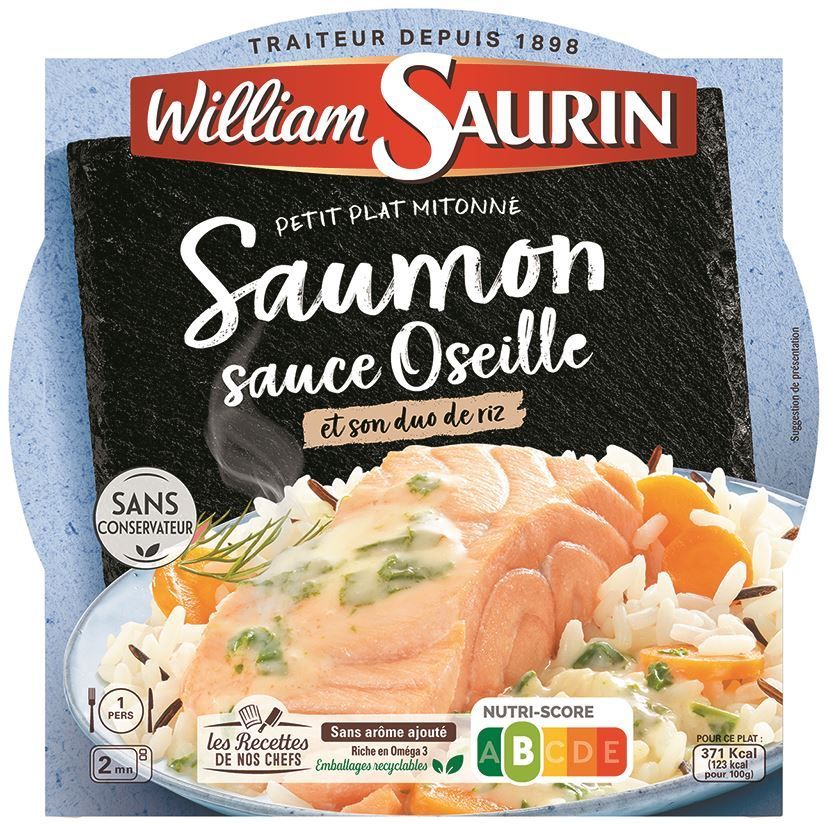 Saumon sauce à l'oseille et riz pilaf - WILLIAM SAURIN - Carton de 8 barquettes