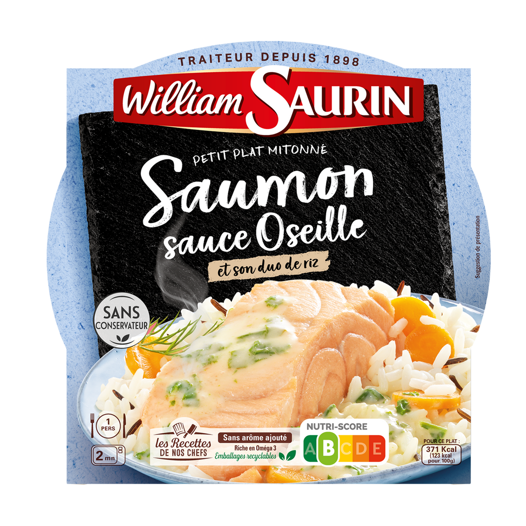 Saumon sauce à l'oseille et riz pilaf - WILLIAM SAURIN - Carton de 8 barquettes